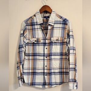 George Men's Plaid Shirt Jacket - Blue and Tan